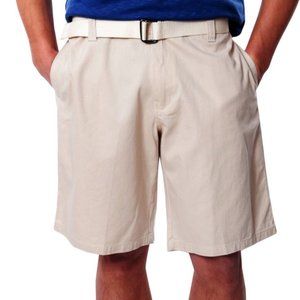 Men's Twill Flat Front Shorts with Belt